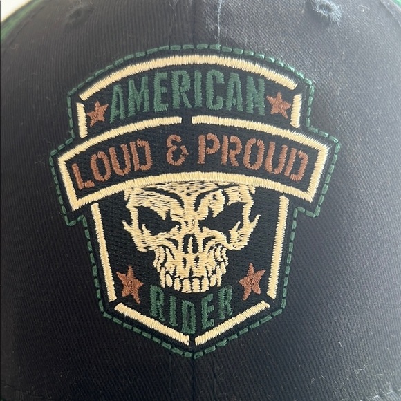 Black Canyon American Loud & Proud Rider Hat Black Green Camouflage Adjustable - Picture 2 of 10
